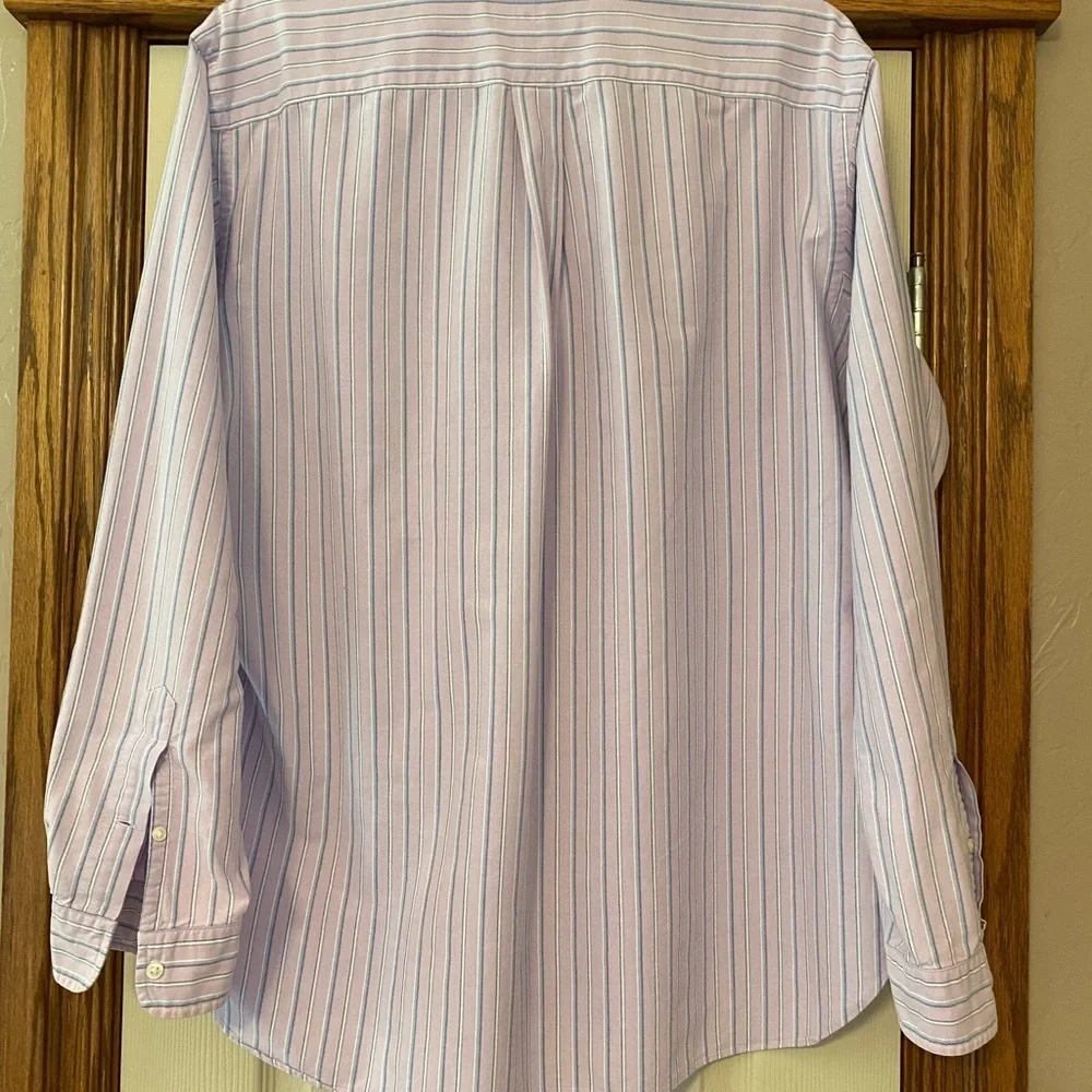 Ralph Lauren Classic Fit Mens Shirt Sz XL Pony LS Button Down Purple Blue Stripe - Picture 7 of 8